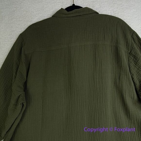New! Madewell Lightspun Flap Pocket Oversized Ex-Boyfriend Shirt  green, size 1X - Picture 10 of 16
